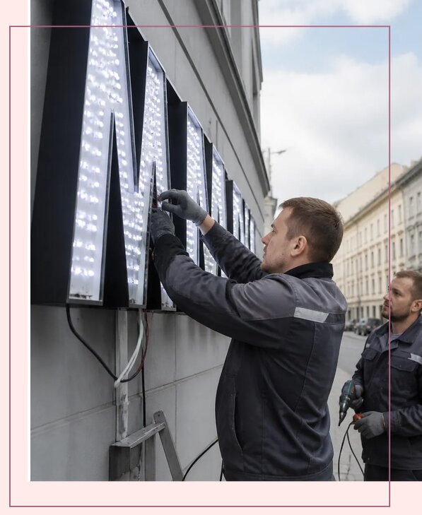 Изготовление и монтаж светодиодных LED вывесок в Костомукше